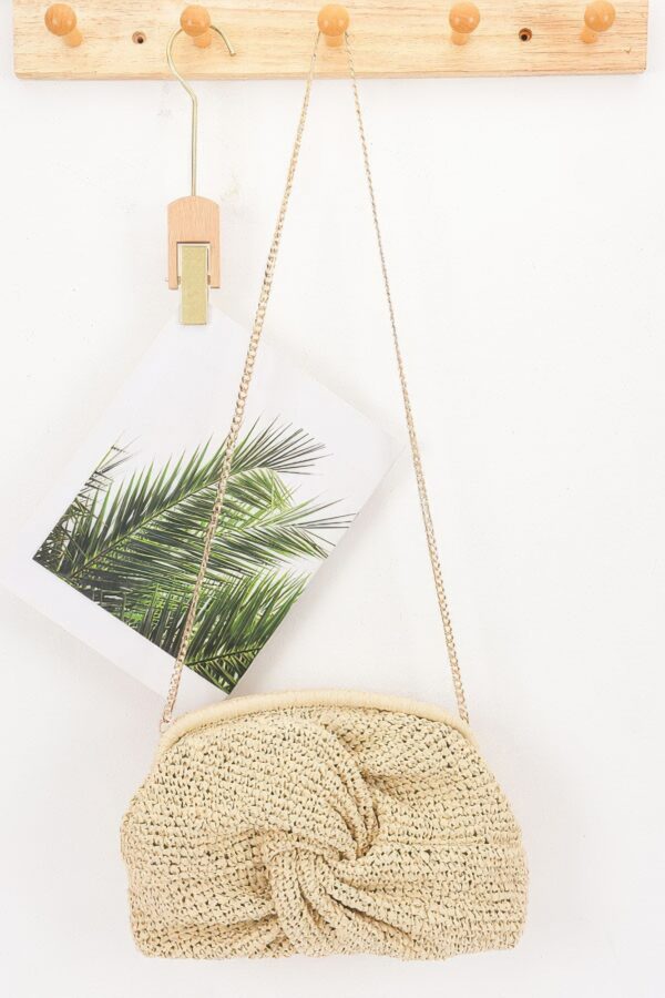 Twist-Knot Textured Woven Crossbody Bag