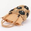 Faux-Straw Barrel Clutch with Pearl-Center Flower