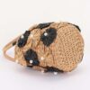 Faux-Straw Barrel Clutch with Pearl-Center Flower
