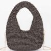 Crochet Woven Hobo Bag - Natural Straw & Chain