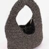 Crochet Woven Hobo Bag - Natural Straw & Chain