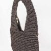 Crochet Woven Hobo Bag - Natural Straw & Chain