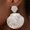 Starfish Layered Shell Drop Earrings - Polished Metal