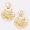 Starfish Layered Shell Drop Earrings - Polished Metal