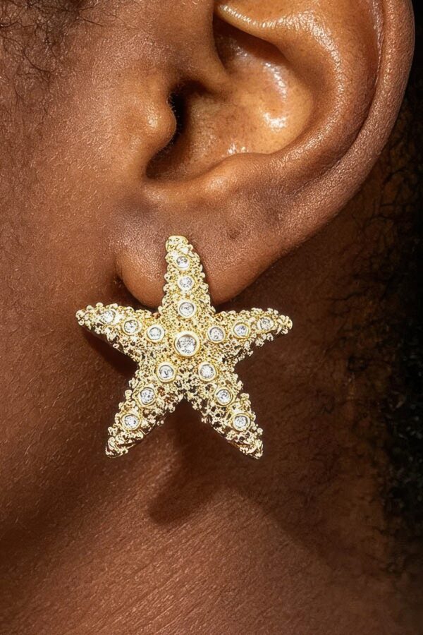 Seaside Crystal Starfish Stud Earrings