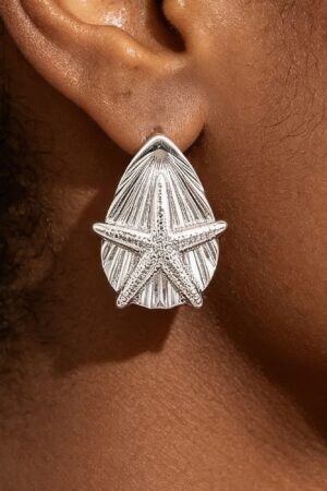Starfish & Shell Stud Earrings - Layered Coastal Design