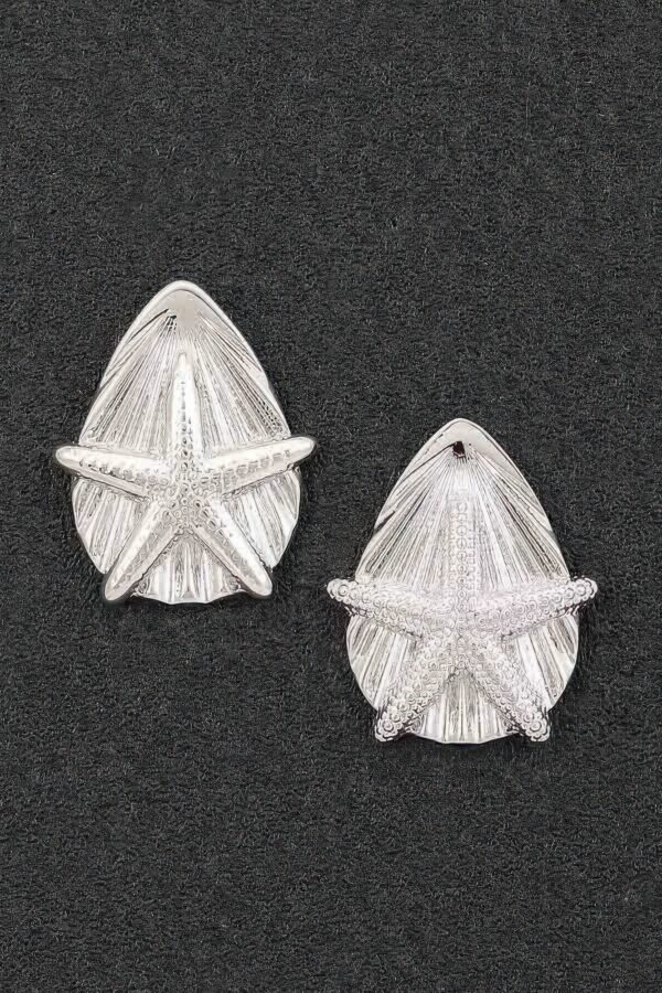Starfish & Shell Stud Earrings - Layered Coastal Design