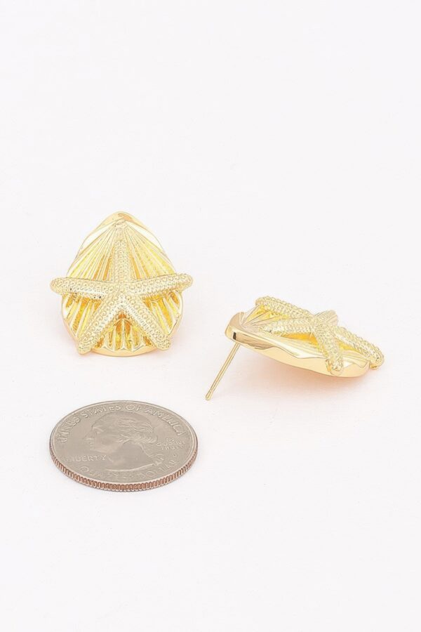Starfish & Shell Stud Earrings - Layered Coastal Design