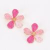 Two-Tone Raffia Daisy Stud Earrings - Woven Floral Accent