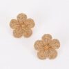 Woven Flower Stud Earrings - Sparkling Center Accent