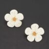 Woven Flower Stud Earrings - Sparkling Center Accent