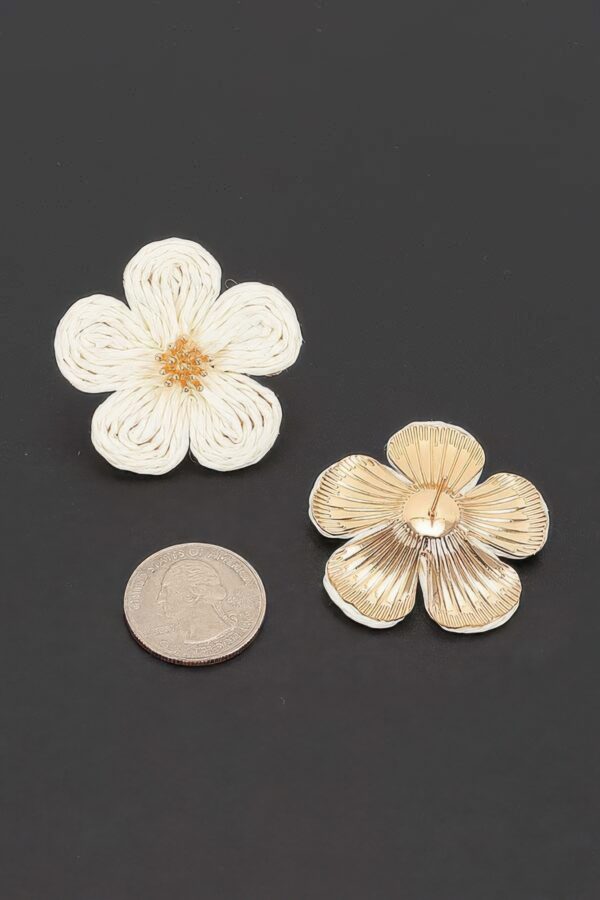 Woven Flower Stud Earrings - Sparkling Center Accent