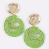 Raffia Spiral Drop Earrings - Woven Spiral Design
