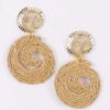 Raffia Spiral Drop Earrings - Woven Spiral Design