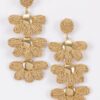 Raffia Flower Drop Earrings - Layered Boho Drops