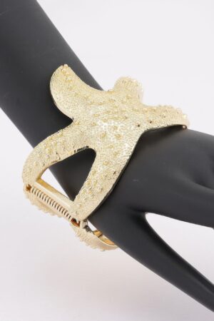 Dimensional Starfish Hinged Cuff Bracelet
