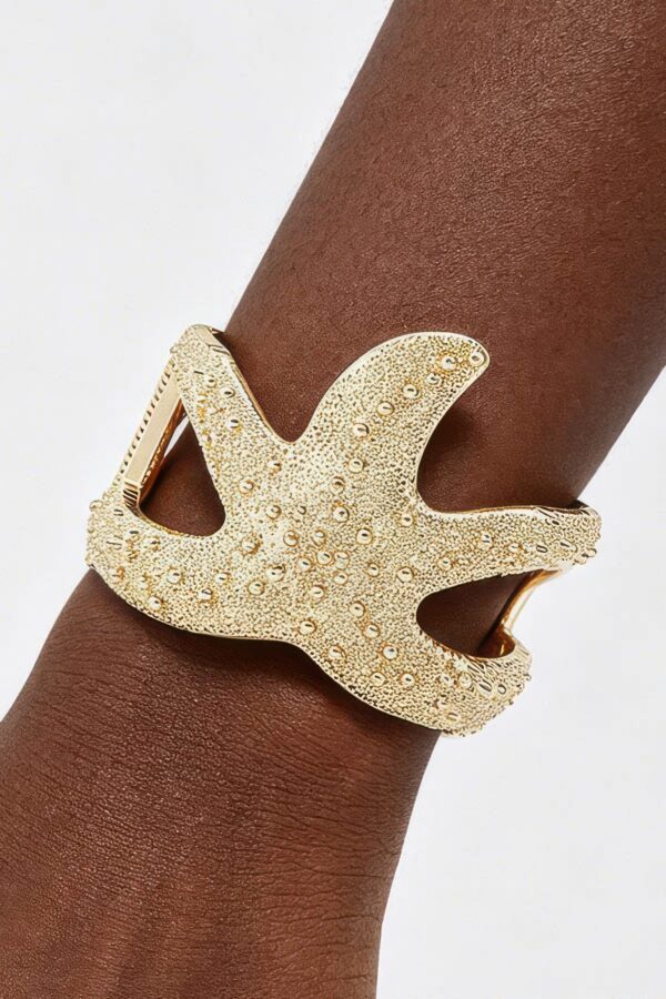 Dimensional Starfish Hinged Cuff Bracelet