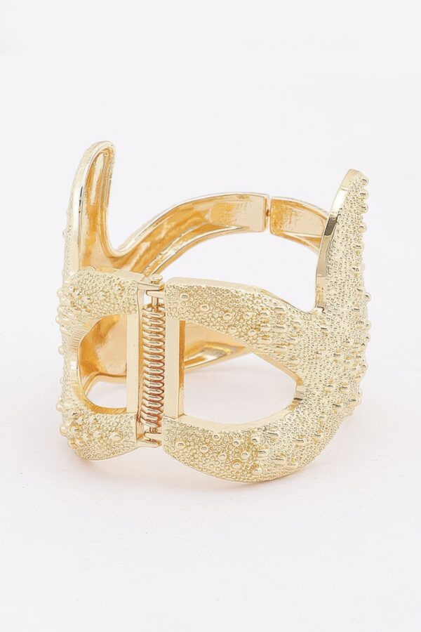 Dimensional Starfish Hinged Cuff Bracelet