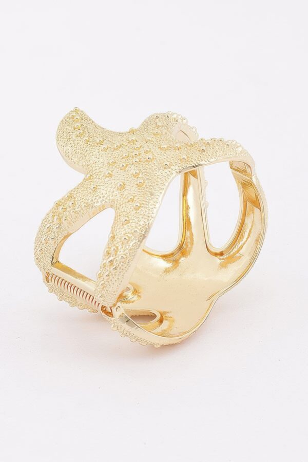 Dimensional Starfish Hinged Cuff Bracelet