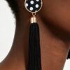 Polka Dot Tassel Drop Earrings - Retro Fringe