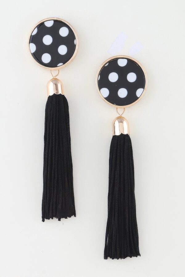 Polka Dot Tassel Drop Earrings - Retro Fringe
