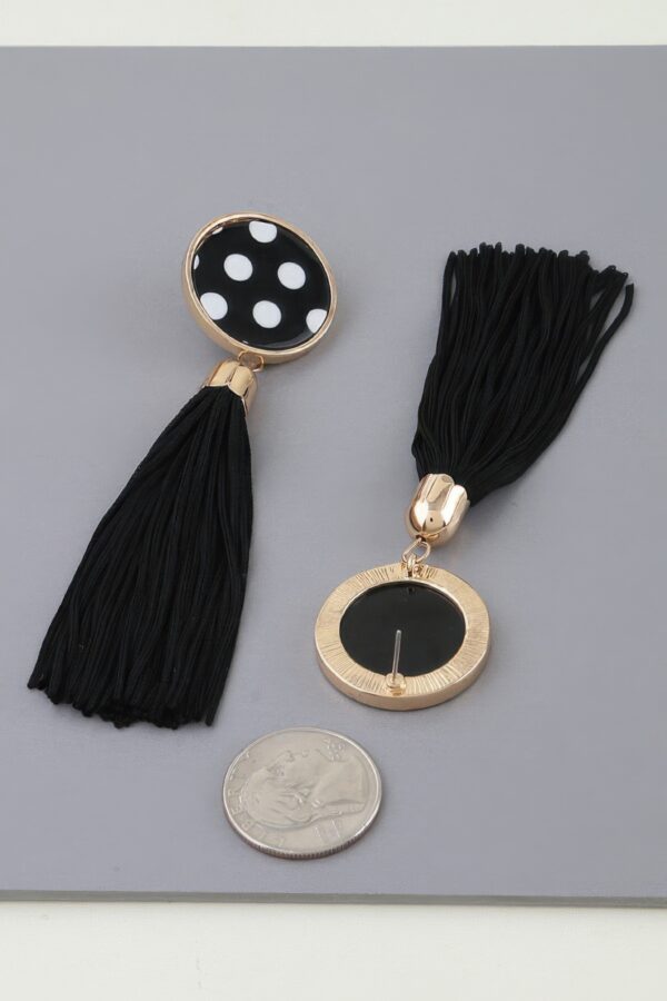 Polka Dot Tassel Drop Earrings - Retro Fringe