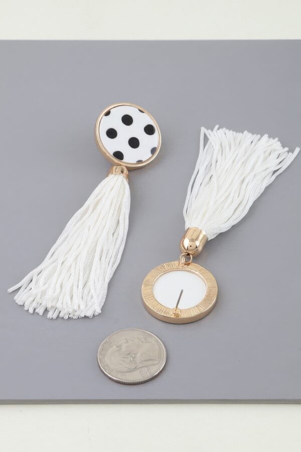 Polka Dot Tassel Drop Earrings - Retro Fringe