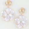 Layered Poppy Flower Drop Earrings - Textured Metal