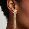 Beaded Starfish Drop Earrings with Chain Tassels