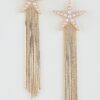 Beaded Starfish Drop Earrings with Chain Tassels