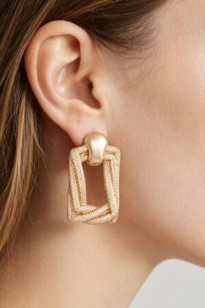 Braided Frame Twist Drop Earrings - Geometric Texture
