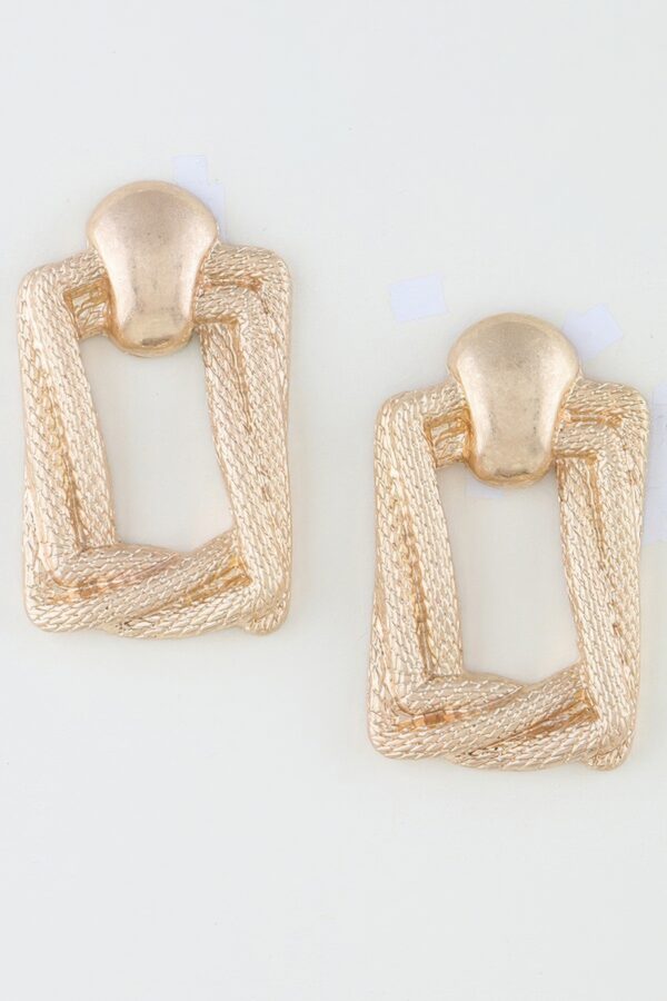 Braided Frame Twist Drop Earrings - Geometric Texture