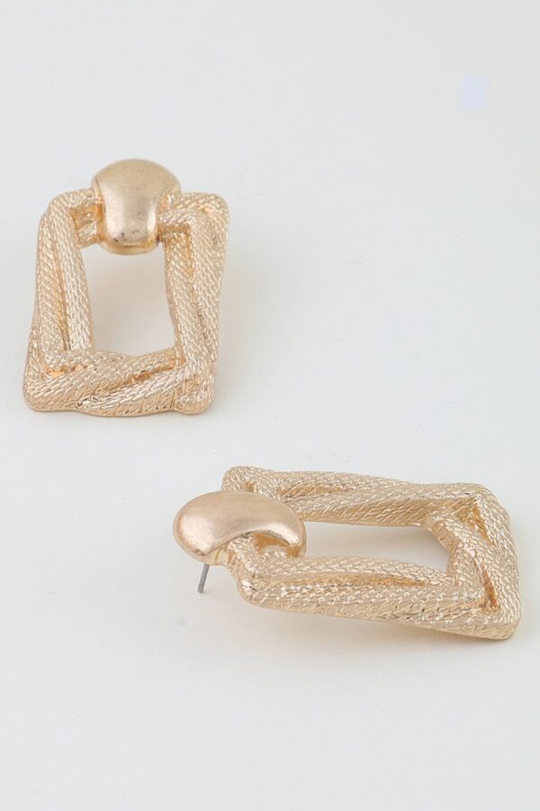 Braided Frame Twist Drop Earrings - Geometric Texture