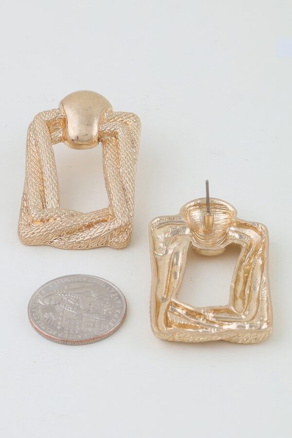 Braided Frame Twist Drop Earrings - Geometric Texture