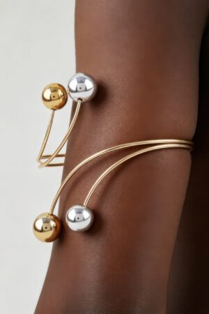 Two-Toned Spiral Beaded Arm Cuff - Sculptural Wrap