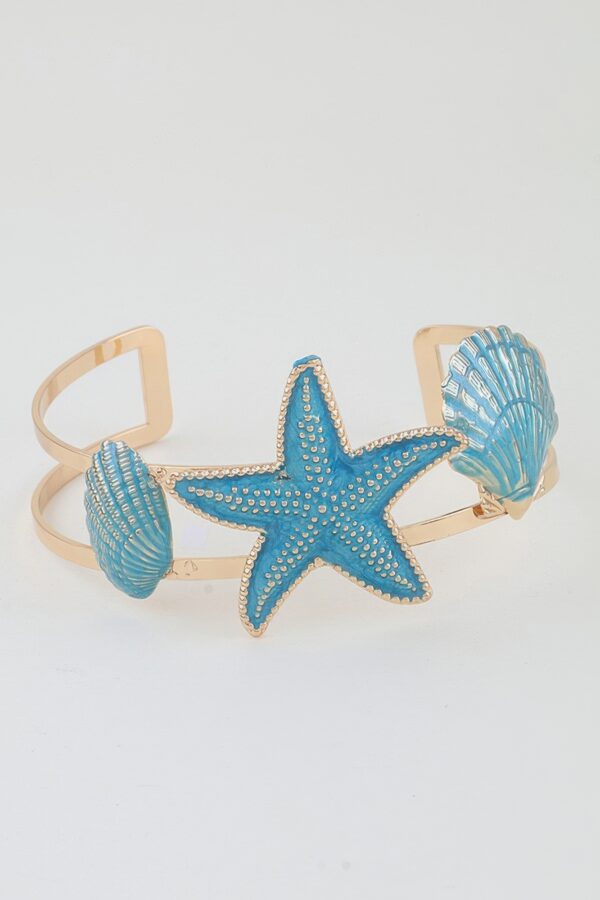 Under The Sea Open Arm Cuff with Starfish & Shell