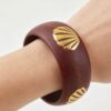 Grain Cuff Bracelet with Clam Inlays - Wide Band