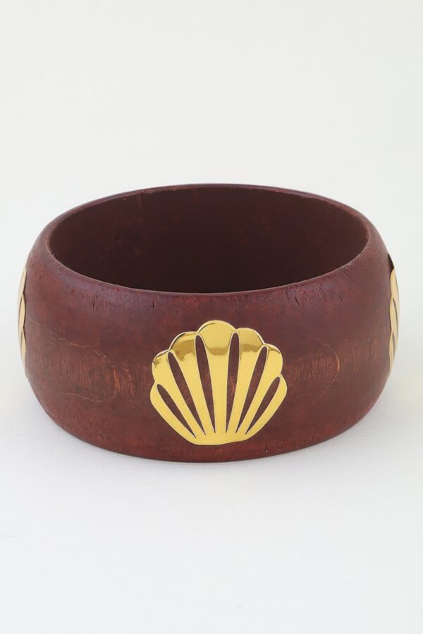 Grain Cuff Bracelet with Clam Inlays - Wide Band