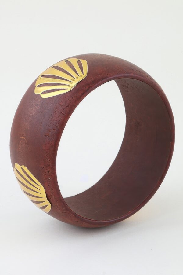 Grain Cuff Bracelet with Clam Inlays - Wide Band