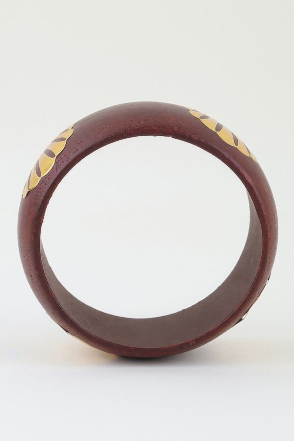 Grain Cuff Bracelet with Clam Inlays - Wide Band