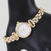 Polished Box Chain Watch Bracelet with Stone Markers