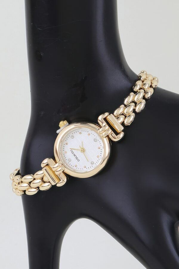 Polished Box Chain Watch Bracelet with Stone Markers