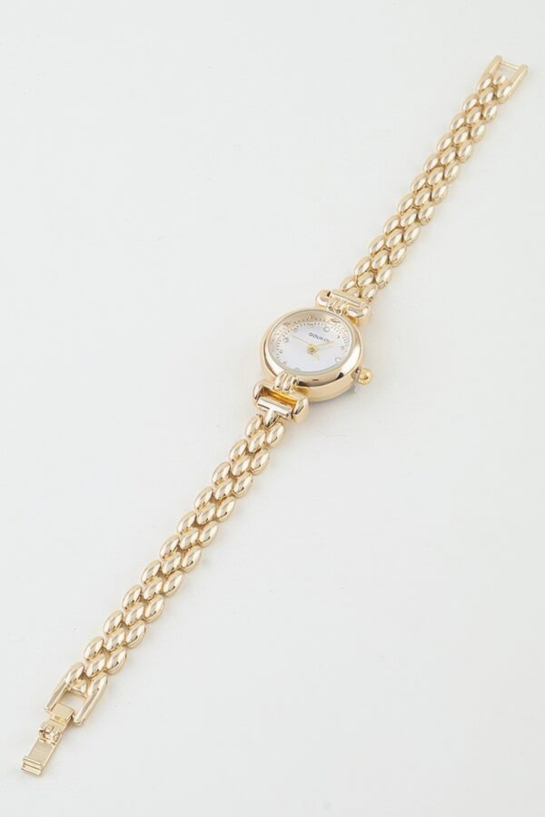 Polished Box Chain Watch Bracelet with Stone Markers