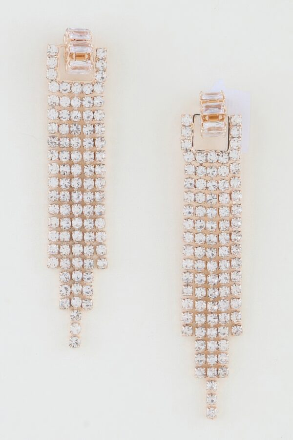 Cubic Zirconia Drop Earrings - Tapered Cascade