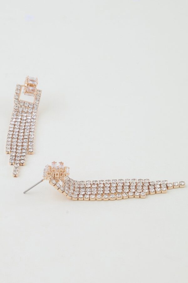 Cubic Zirconia Drop Earrings - Tapered Cascade