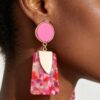Retro Mosaic Geometric Long Statement Earrings