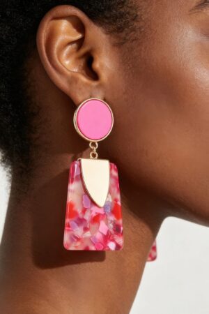 Retro Mosaic Geometric Long Statement Earrings