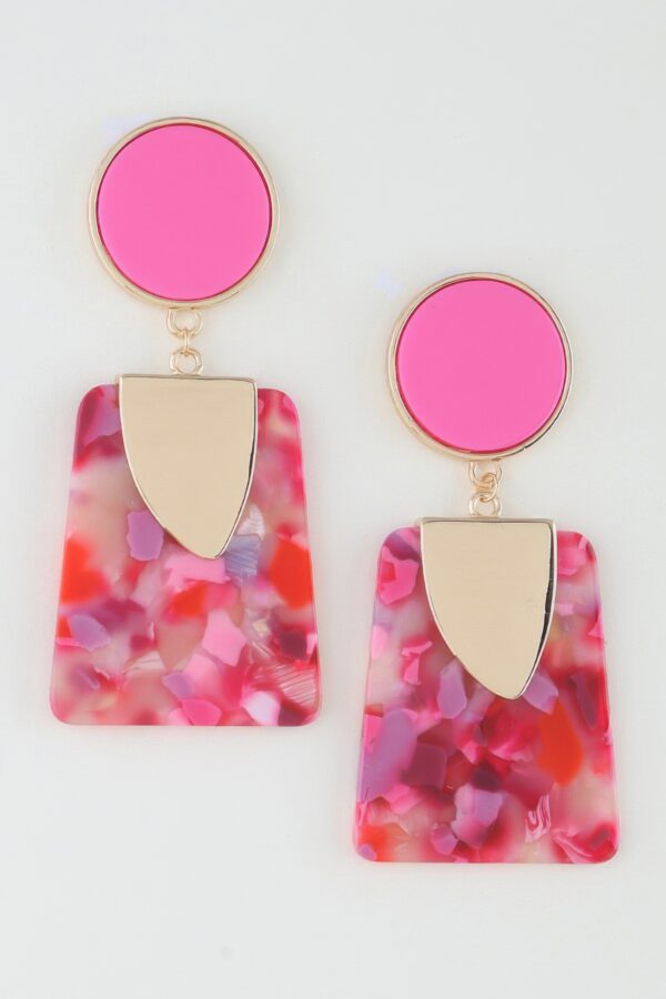 Retro Mosaic Geometric Long Statement Earrings