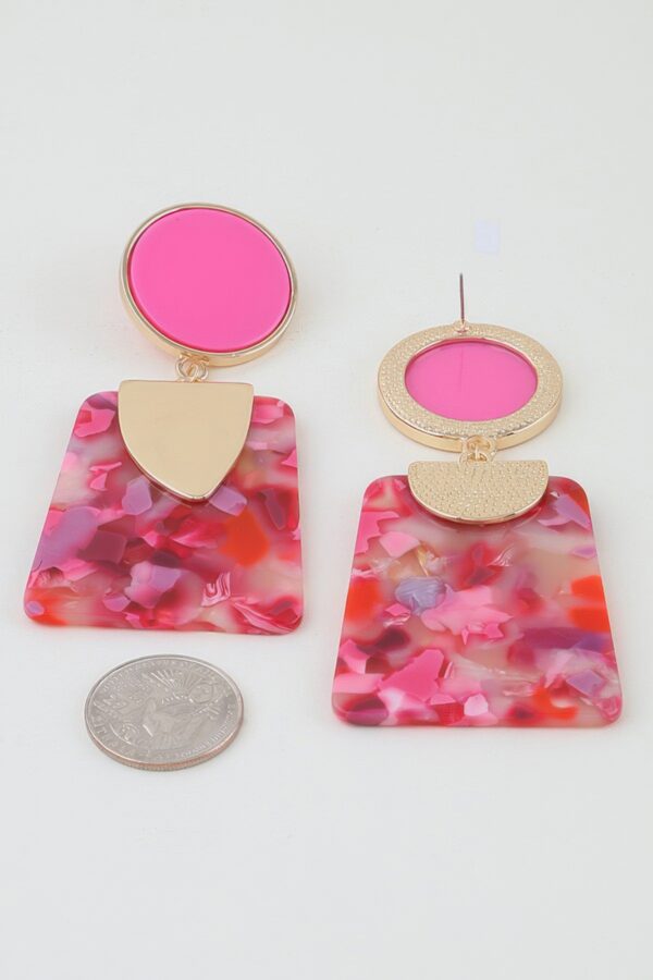 Retro Mosaic Geometric Long Statement Earrings