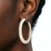 Cubic Zirconia Hoop Earrings - Elongated Crystal Line